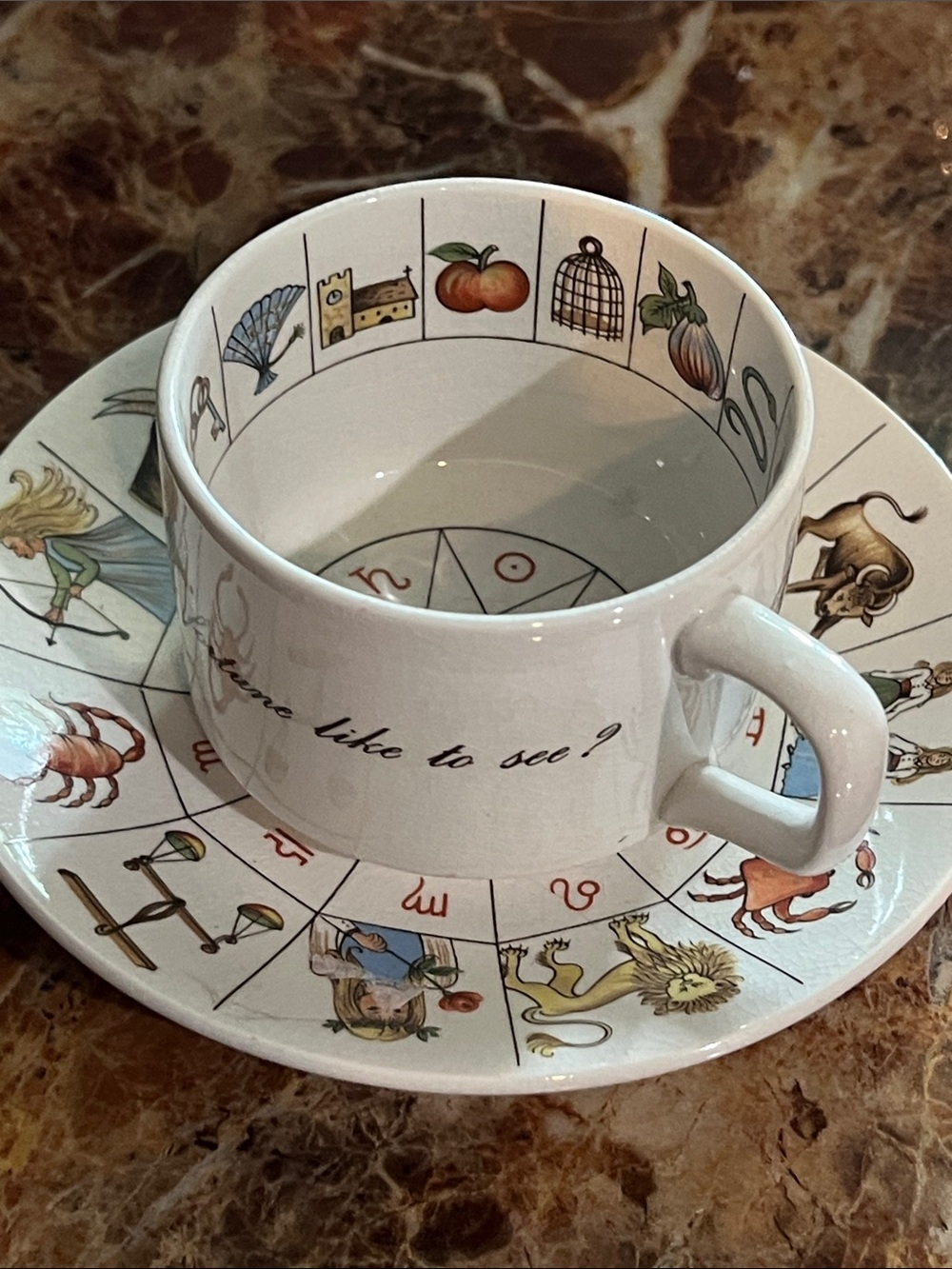 Vintage THE TALTOS Fortune Telling Tea Cup w/saucer